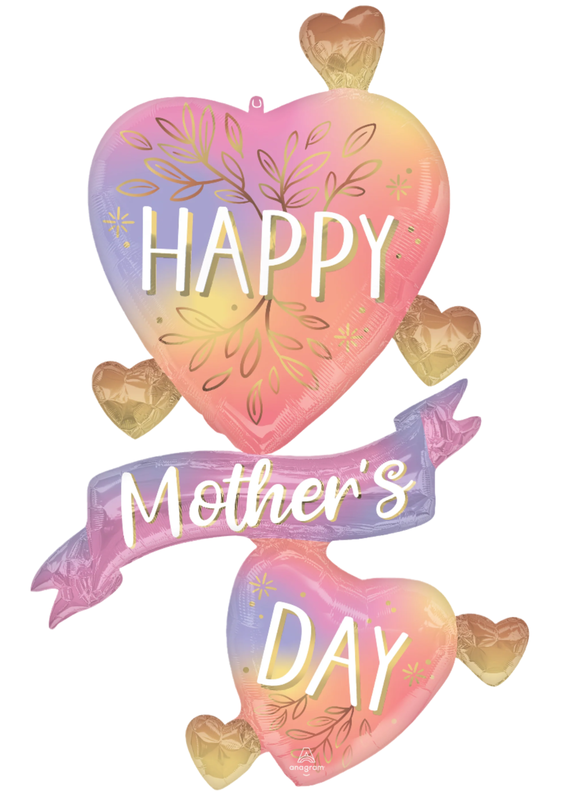 A colorful balloon with floral patterns and hearts, featuring the text 'Happy Mother's Day'.